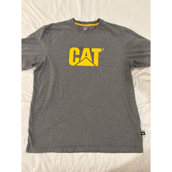 Caterpillar Mens CAT Logo Graphic T-Shirt Charcoal Grey Large Short Sleeve